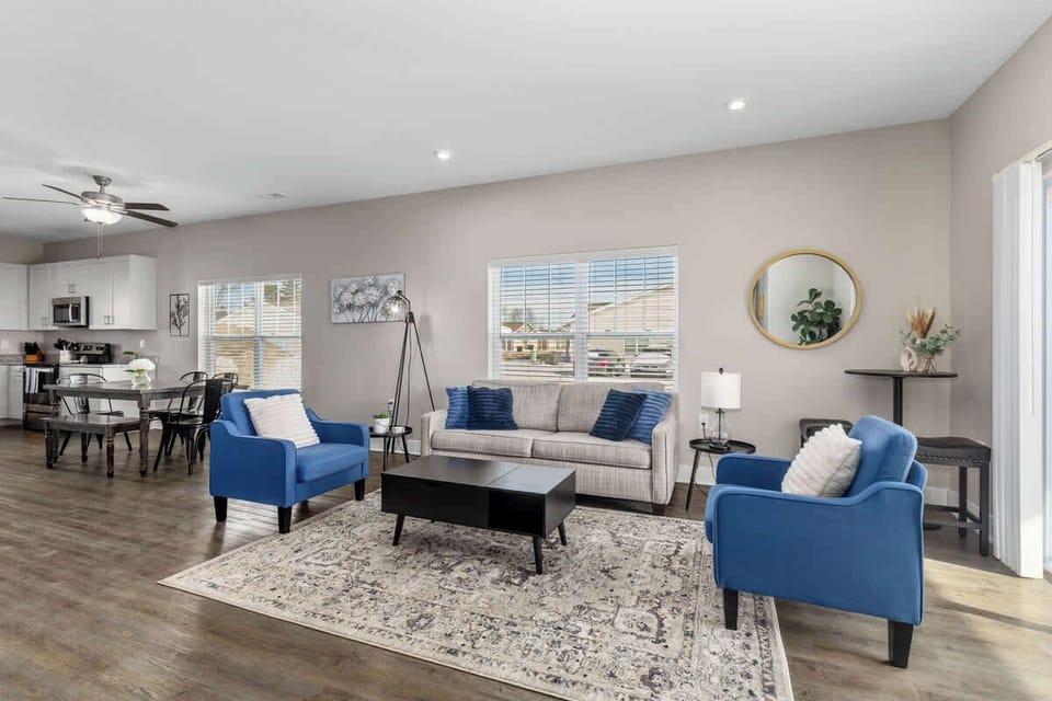 Bright, airy living area with a sofa bed — perfect for relaxing or extra guests.