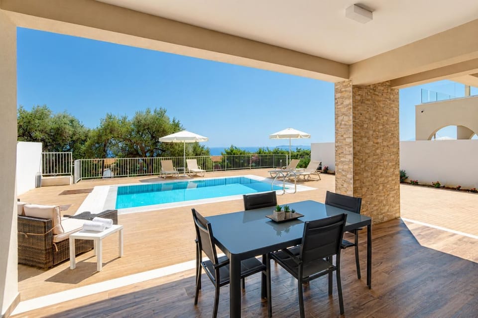 Sheltered terrace area with sea views
