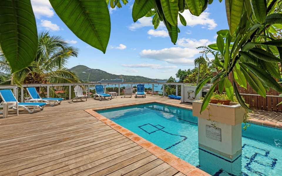 Enjoy your private deck and pool with stunning views of harbor!
