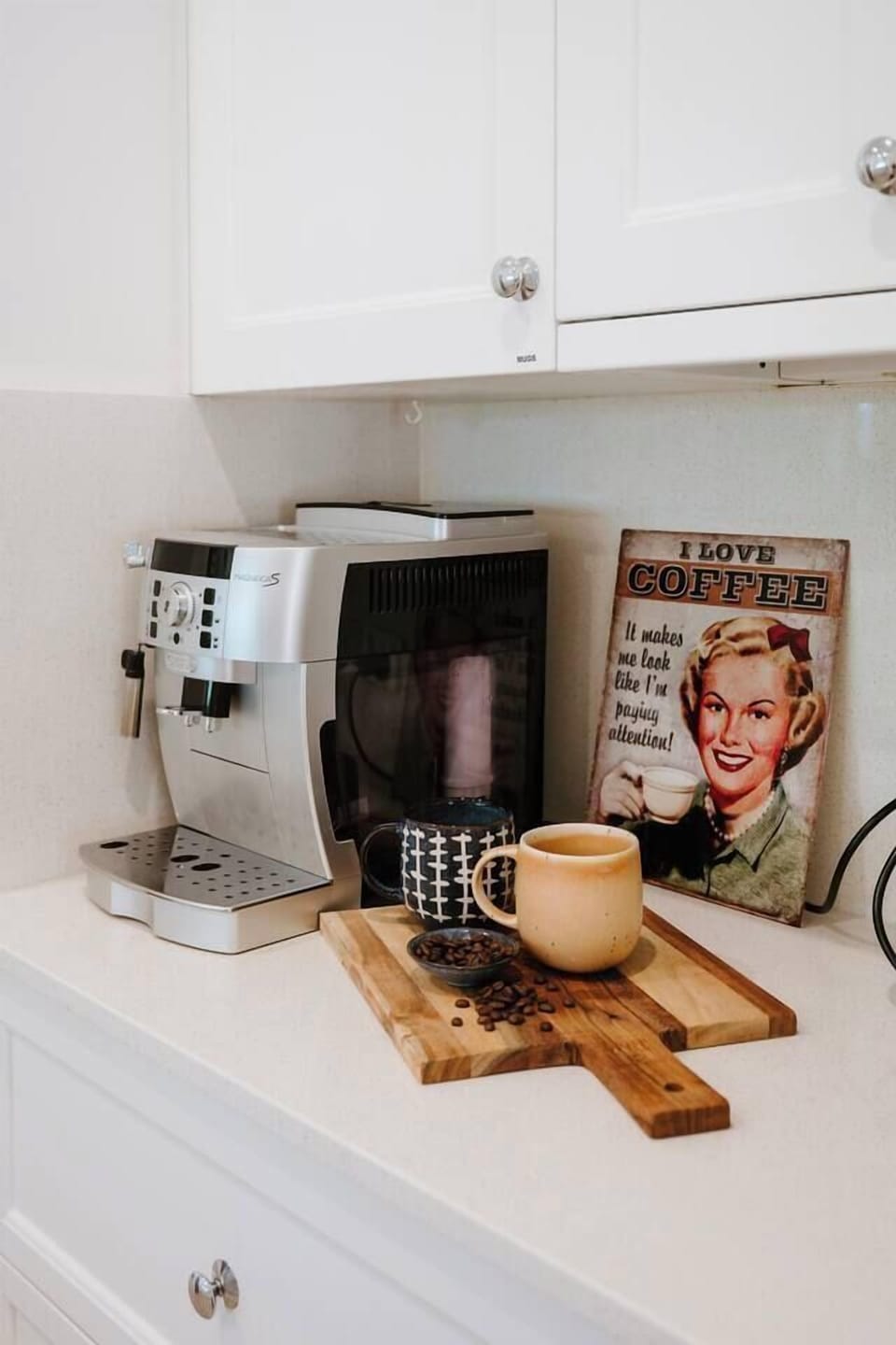 Begin your day with an espresso brewed just the way you like from the coffee machine.