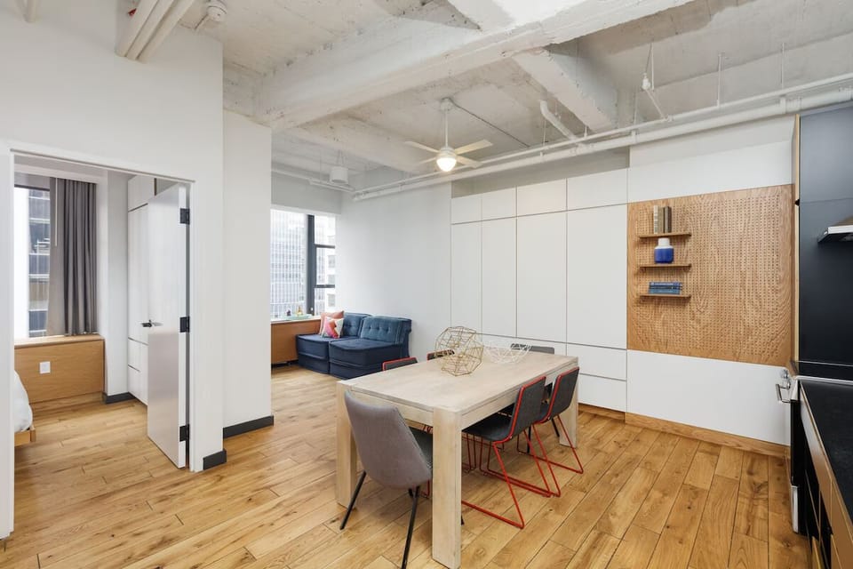 Gather for shared meals in airy, design-forward comfort.