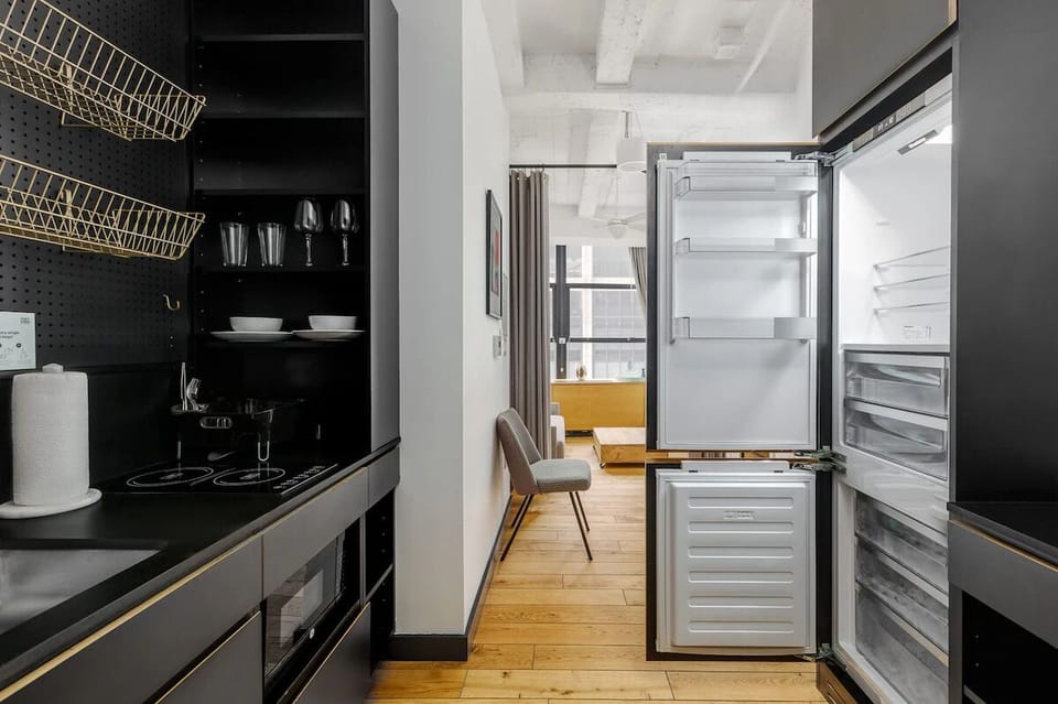 Stock the spacious fridge and settle in for longer stays.