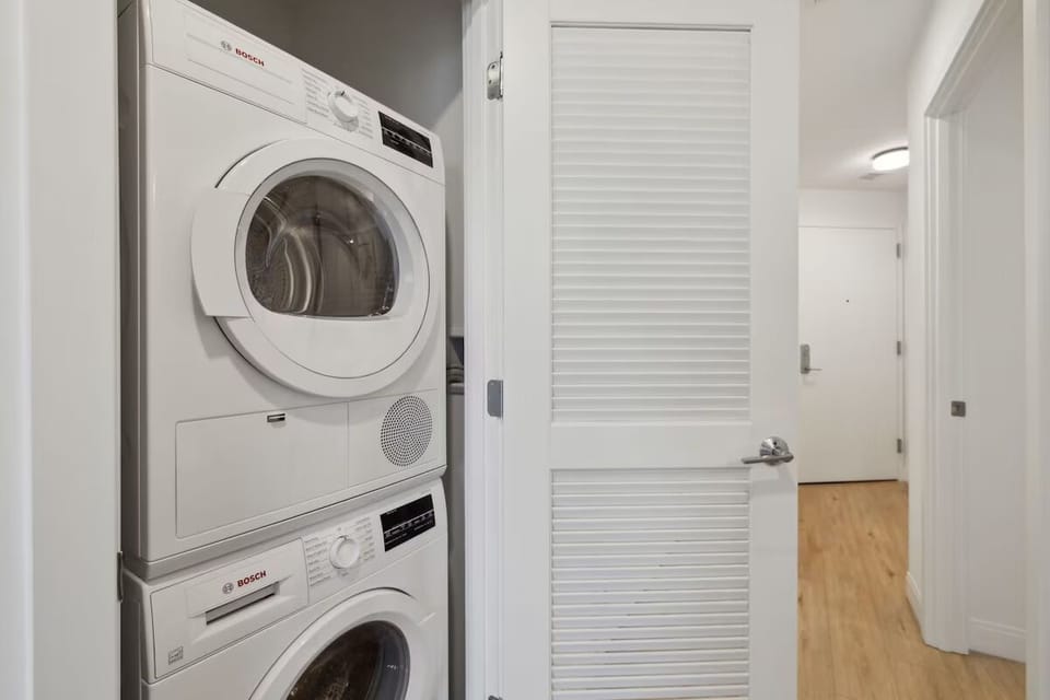 Pack light with convenient in-unit washer and dryer access.