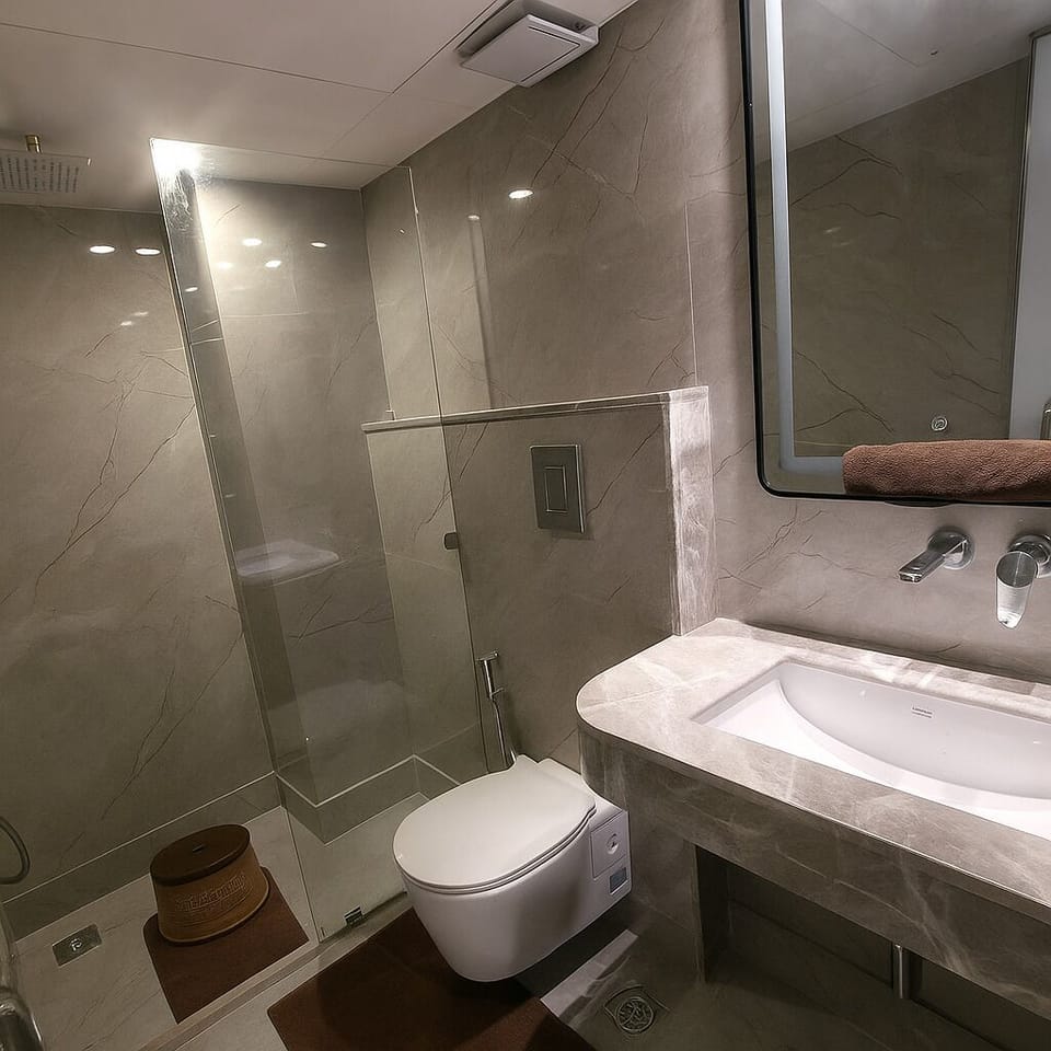 Free toiletries, hair dryer, slippers, towels
