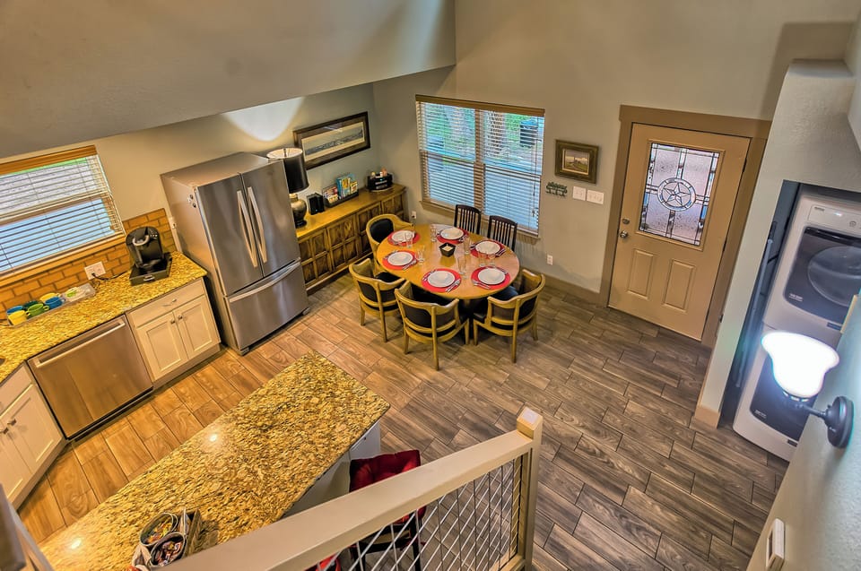 View from loft of dining & kitchen.