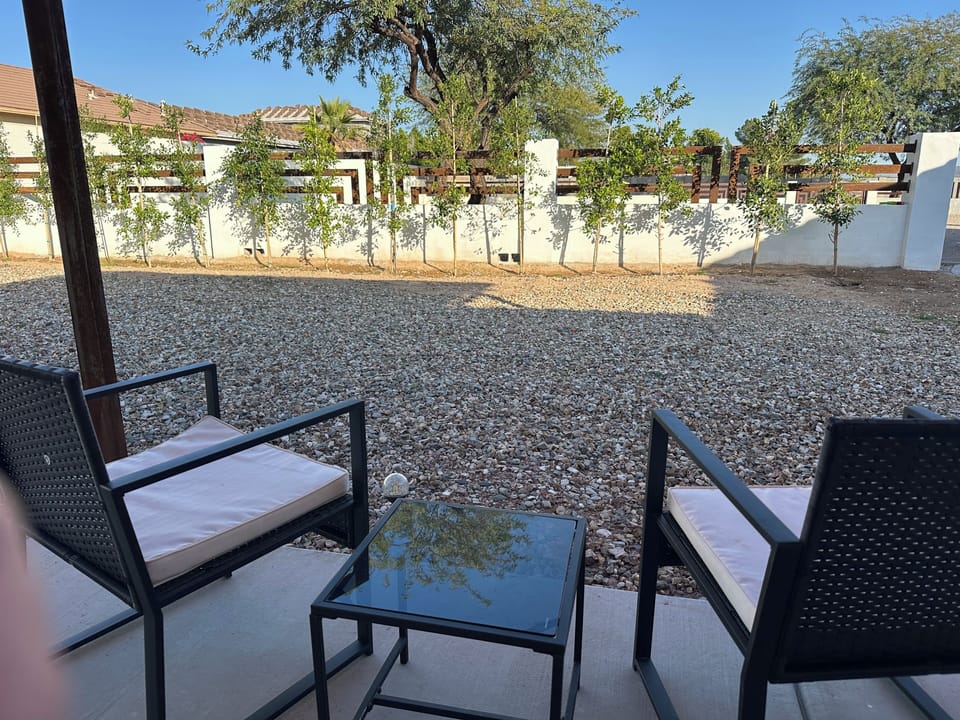 Private yard with Mountain View’s and fire pit (not pictured).