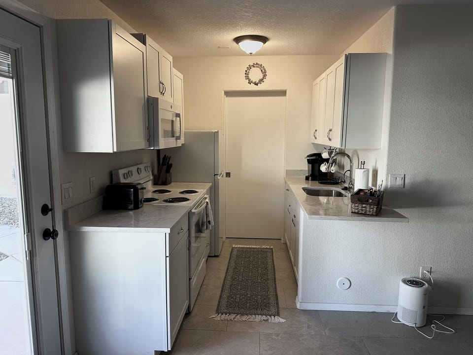 A full kitchen allows you to prepare meals or warm up take out leftovers.