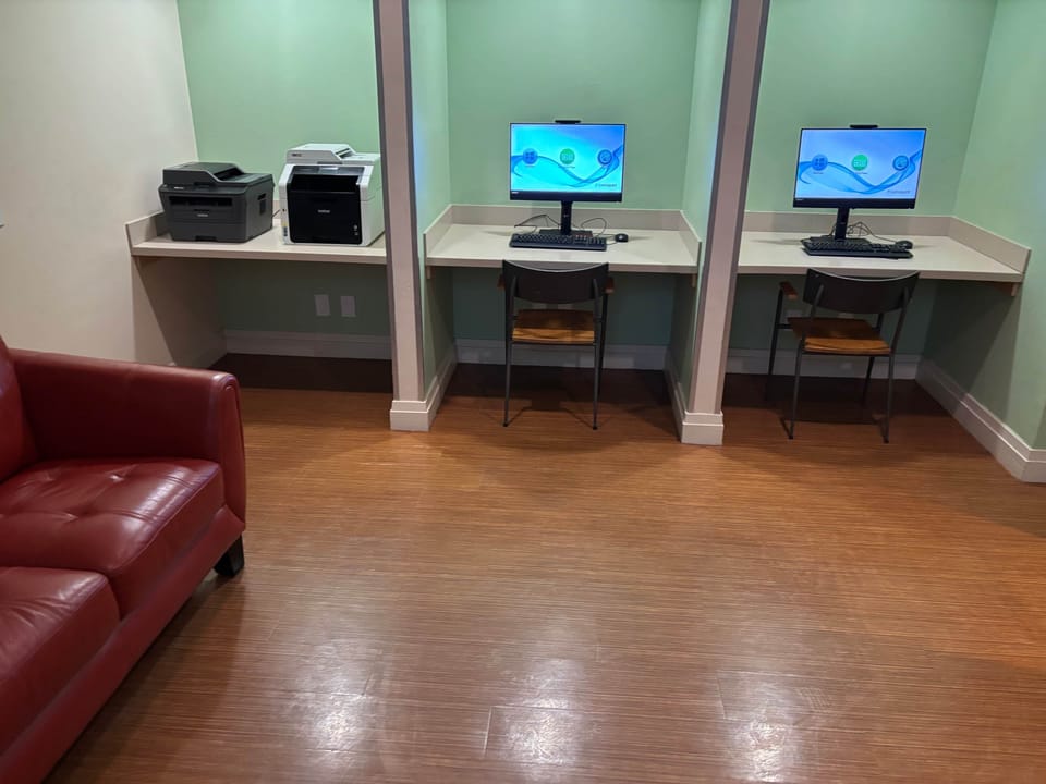 On-site business center with computers, printers & workspace