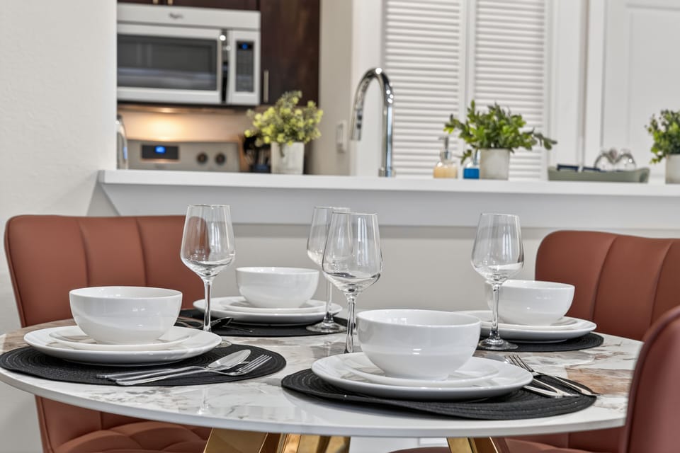 View of a sleek kitchen where culinary magic happens.