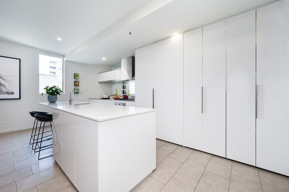 Kitchen comes with huge island bench that has a breakfast bar