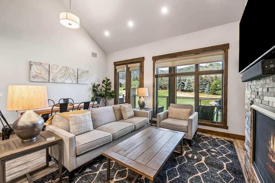 Living area next to balcony
