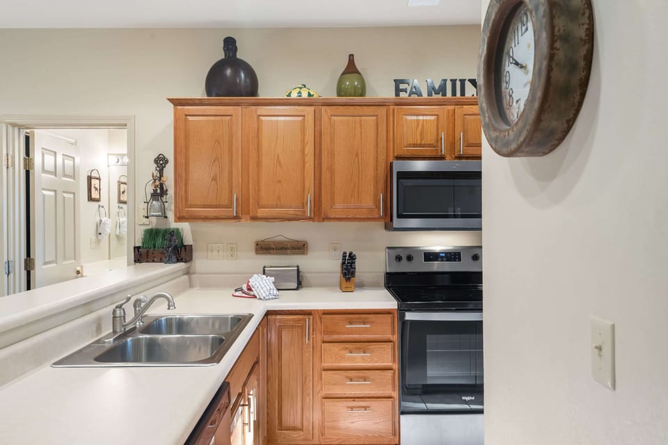 The warm, open kitchen offers ample space & all the comforts of home​