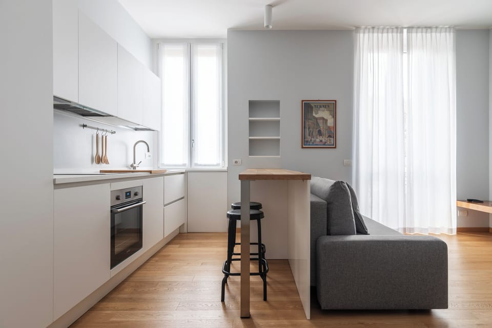 Apartment | Private kitchen | Full-size fridge, stovetop, dishwasher, espresso maker