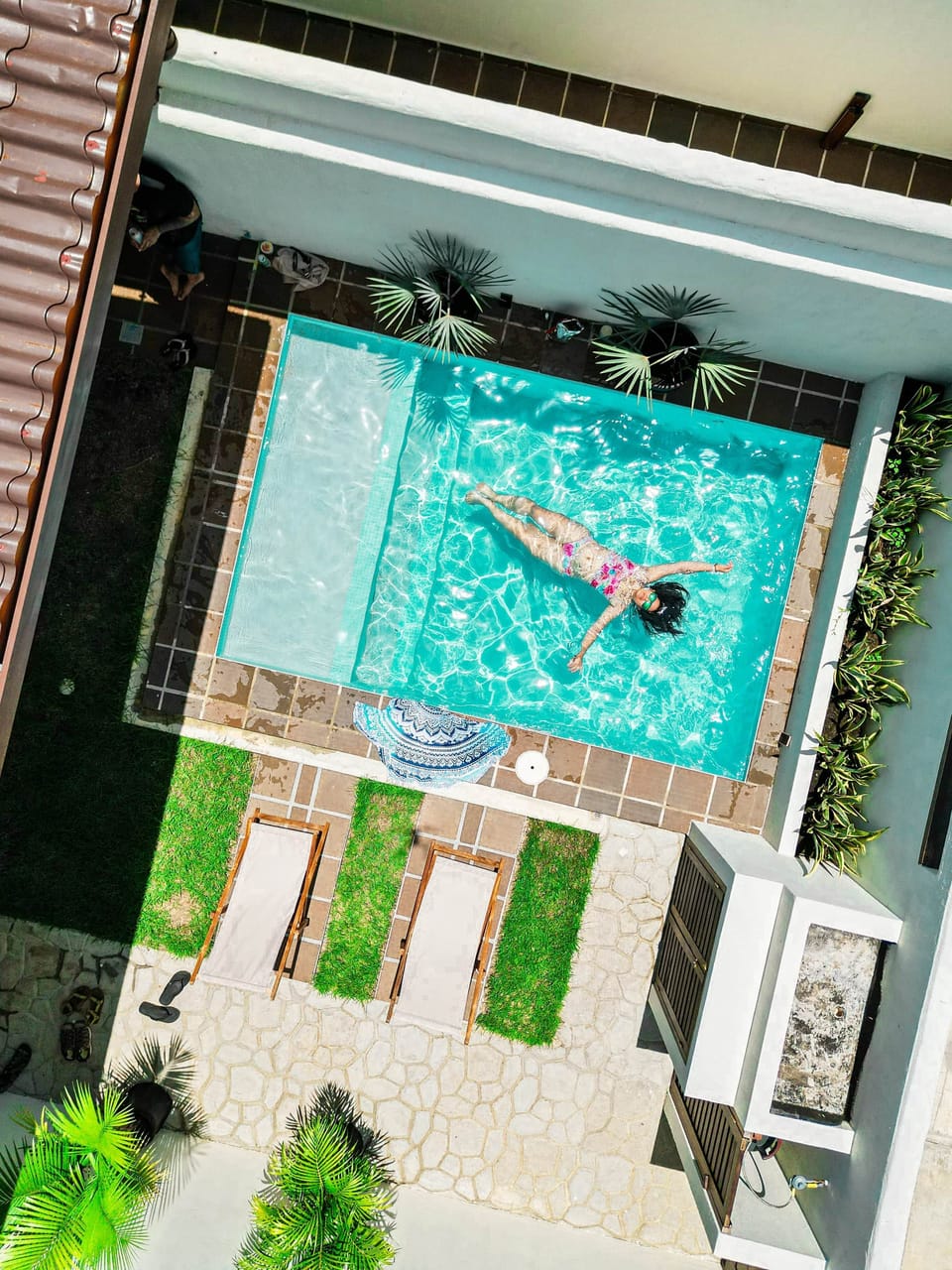 Float above it all—an aerial peek at the plunge pool of our eco cabin in Pedasí.
