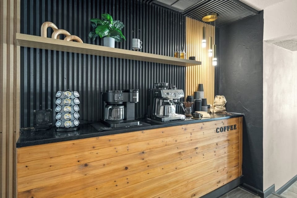 [Coffee Nook] ~ Breville espresso machine, Keurig coffee maker, Coffee pods and mugs