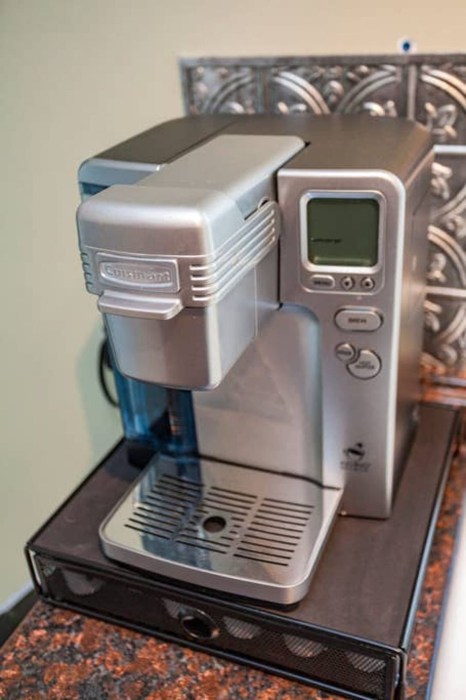 Coffee station with a stocked variety of coffee.