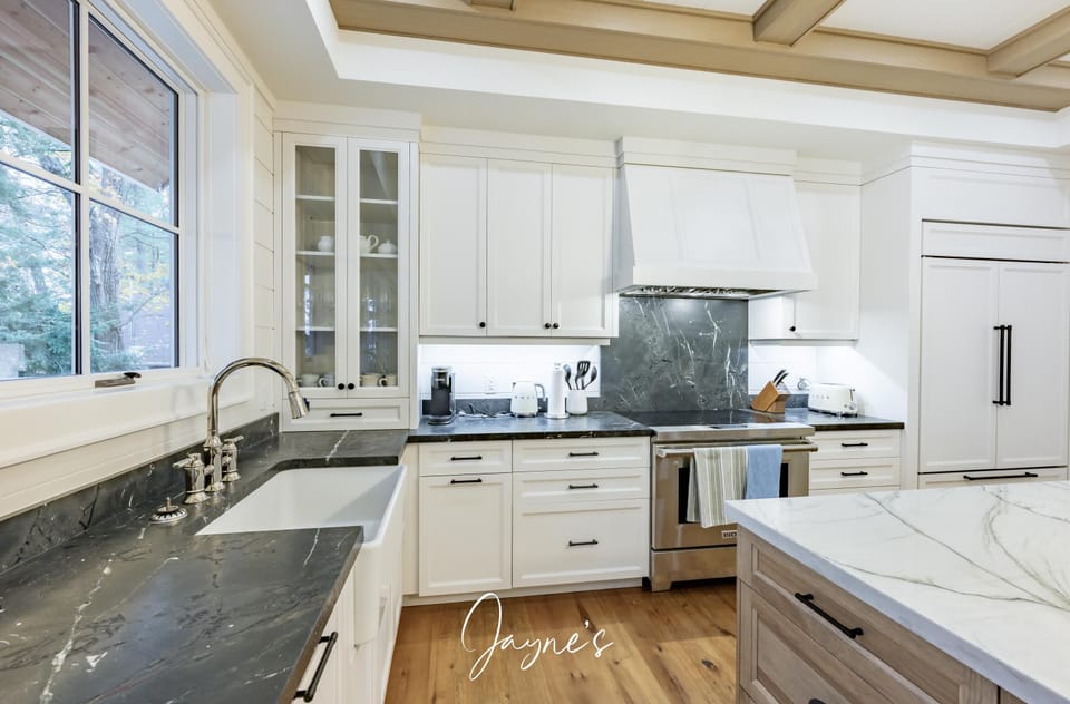 Bright, spacious kitchen with modern appliances and natural light