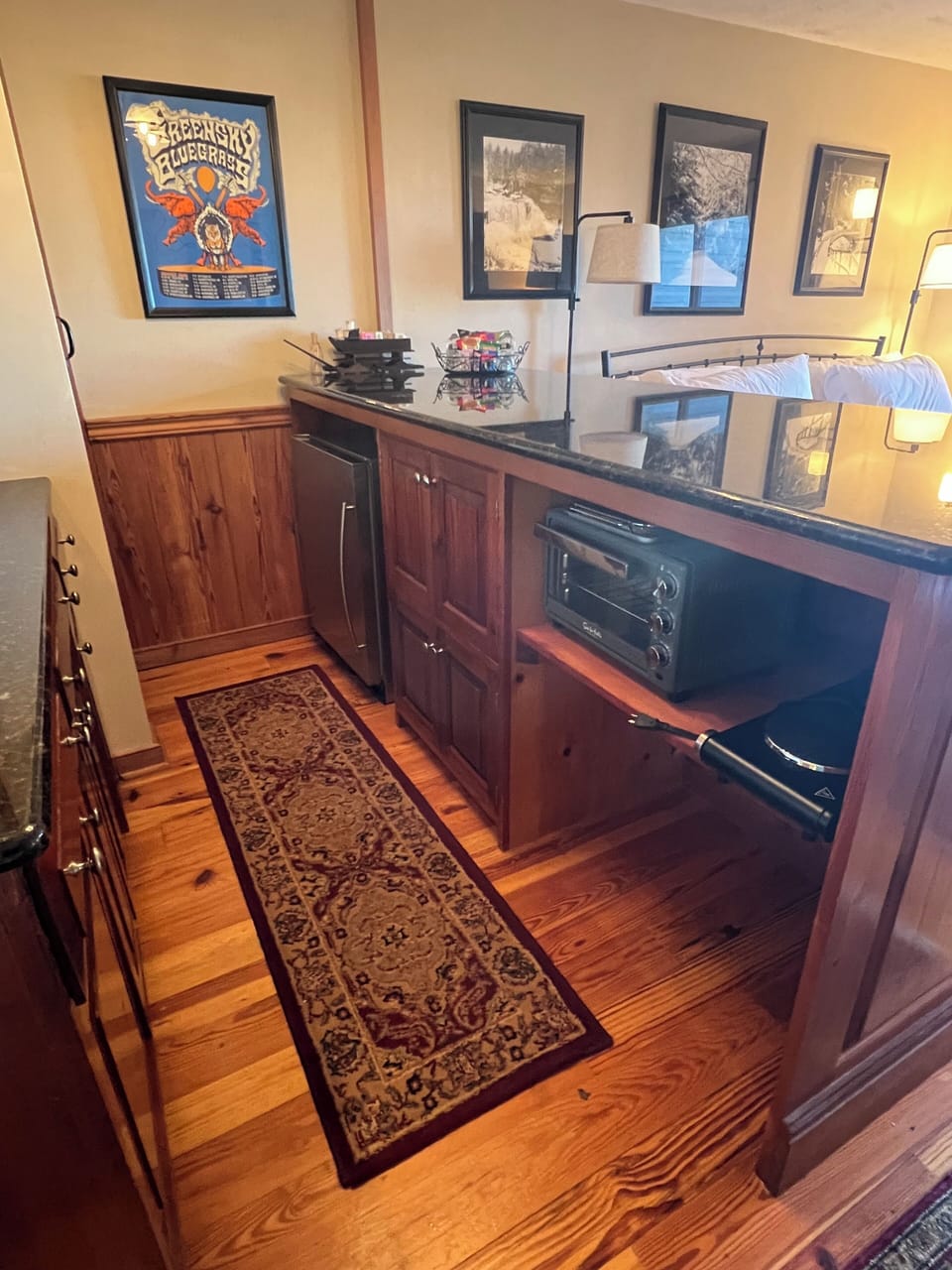 Generous kitchenette with almost everything you need for cooking.