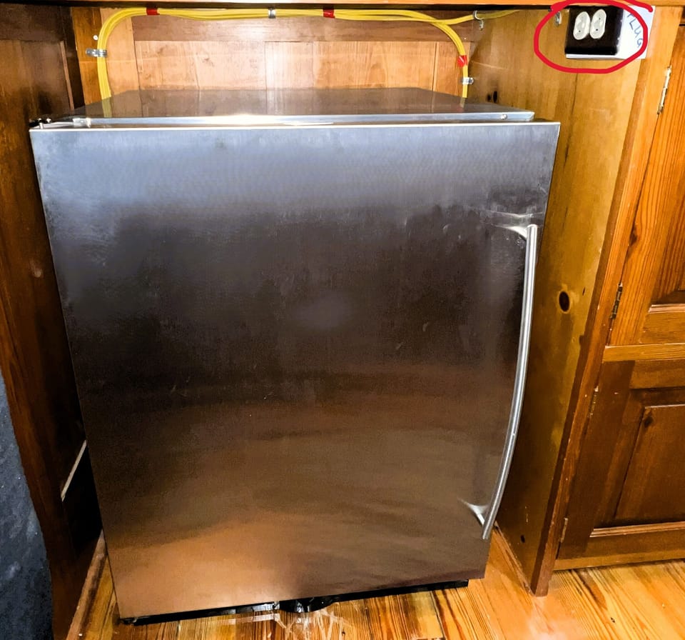 U-Line commercial fridge , note the hidden outlet