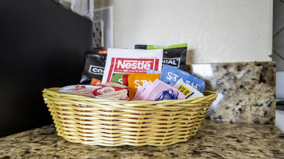 Complimentary starter coffee and suplies to welcome you to your Galveston beach stay