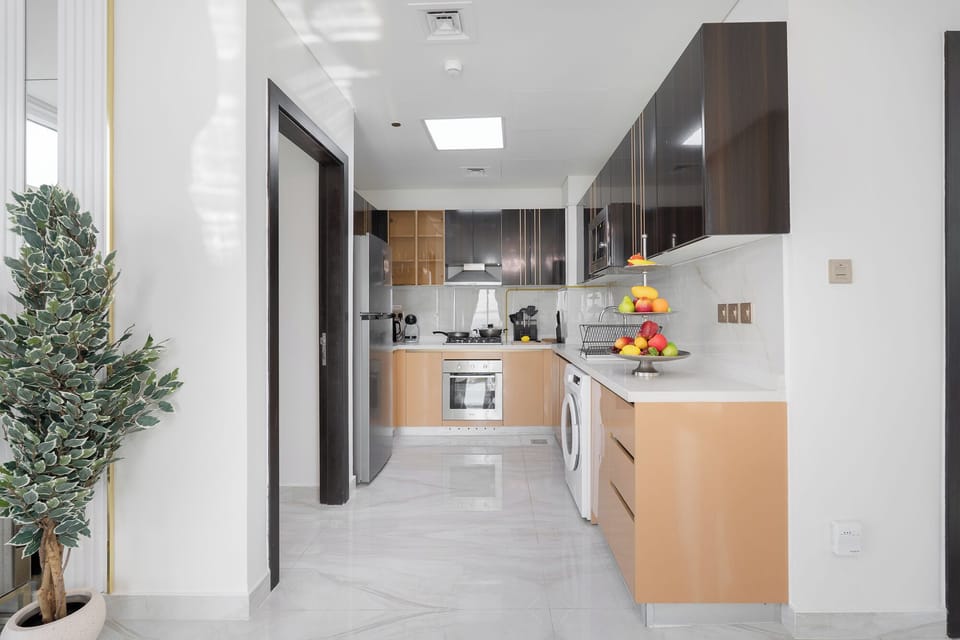 Luxury Apartment, Balcony, City View | Private kitchen | Full-size fridge, microwave, oven, stovetop