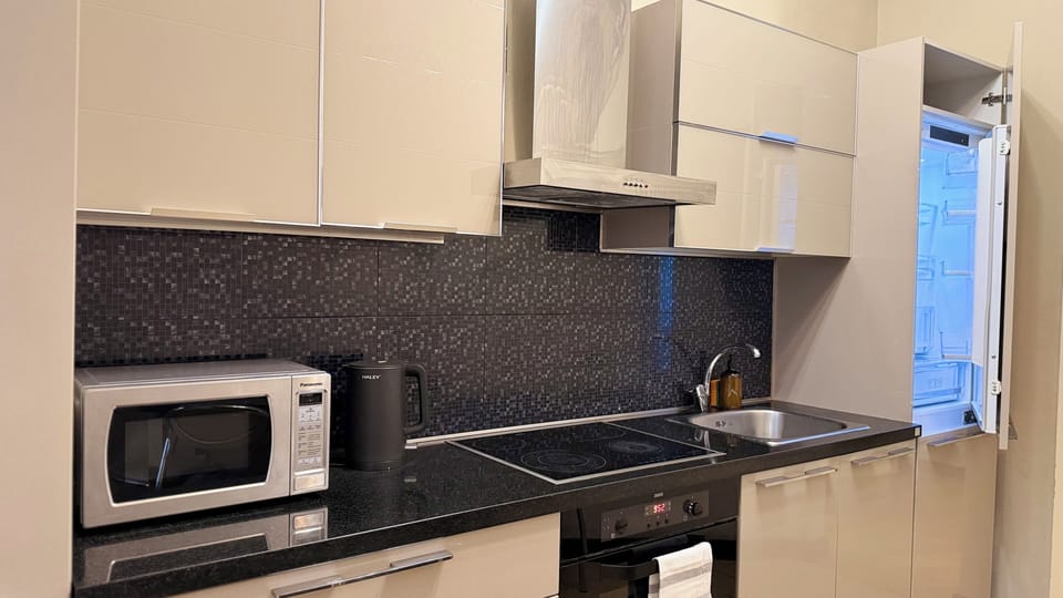 Luxury Apartment, Balcony, City View | Private kitchen