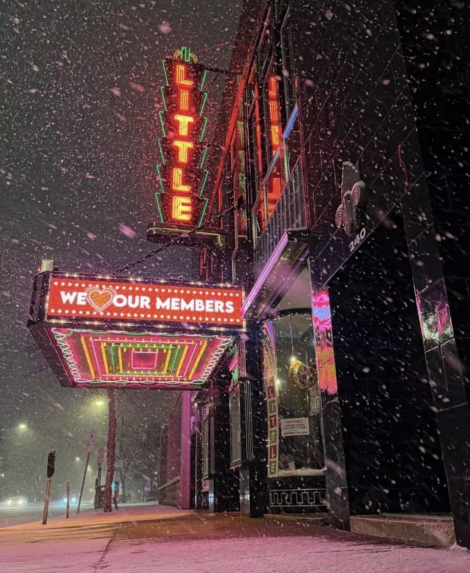 The Little Theater is right downtown 2-3 minutes away