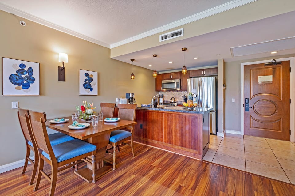 Enjoy an open-concept layout where the dining space flows seamlessly into the kitchen, creating the perfect setting for shared meals