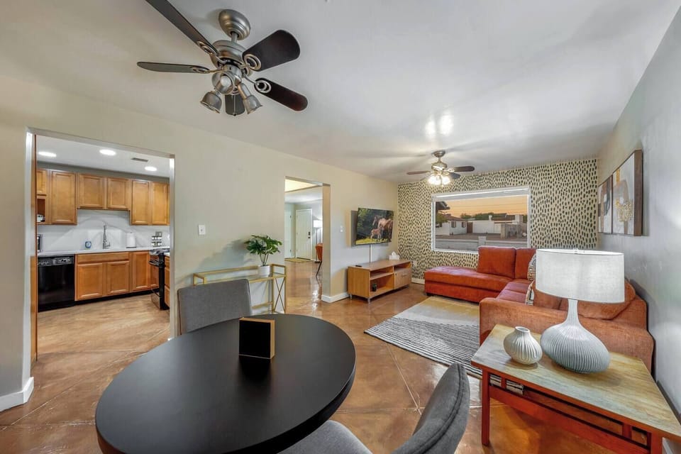 MAIN HOUSE: View of the kitchen, dining area, and living room