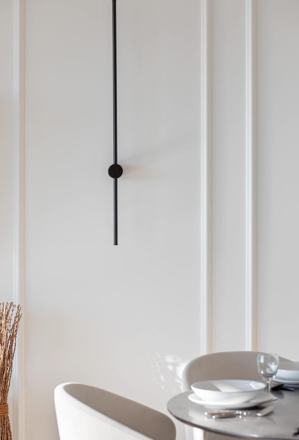 Minimalist detail of interior décor — modern lighting and clean design.