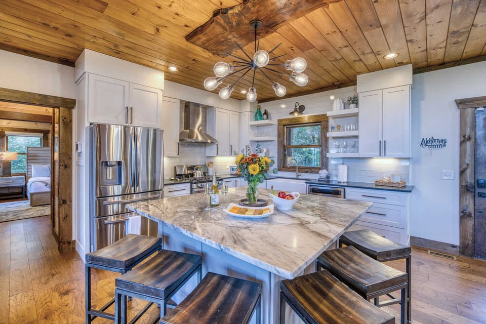 Spacious kitchen and large island