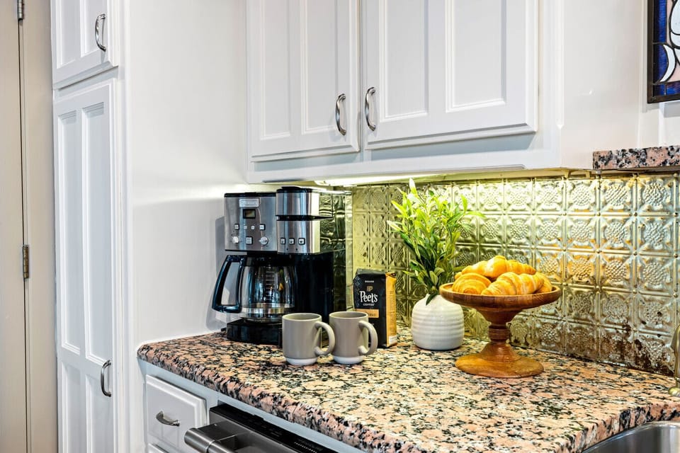 Coffee Station | Morning Essentials with Fresh Pastries and a Modern Espresso Setup