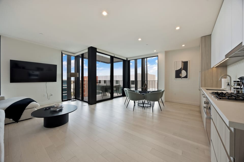 Open-concept flow maximizes light and conversation in this urban oasis.