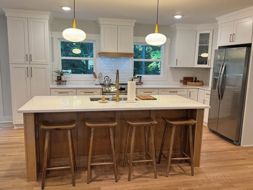 Open kitchen with spacious island seating.