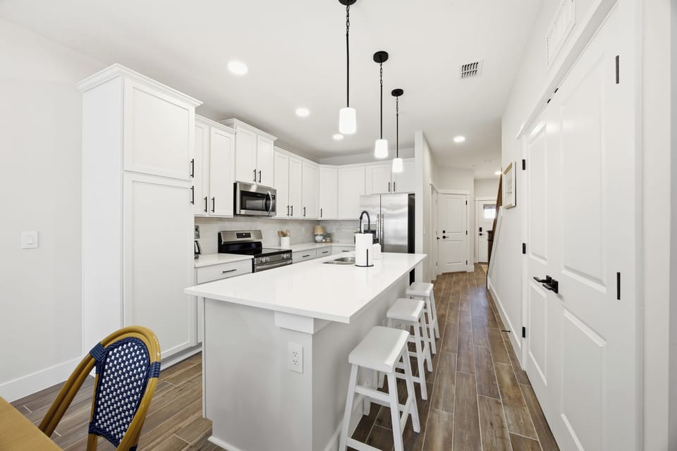 Bright kitchen with large island and plenty of prep space