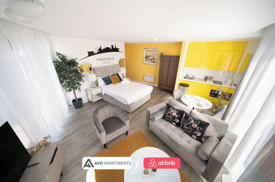 Bedroom & Lounge at Avo Apartments Short Lets & Serviced Accommodation