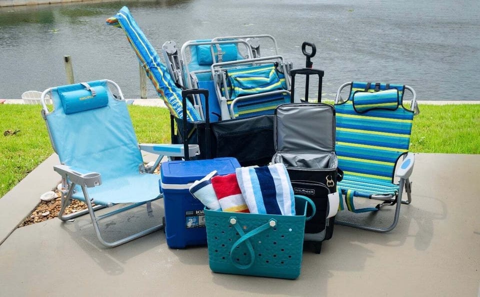 Beach gear all ready for your adventure to the SWFL Gulf Coast.