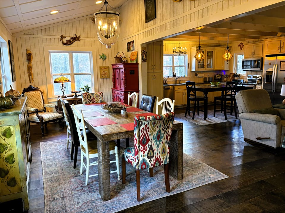 An open floor plan offers plenty of space for everyone to gather.