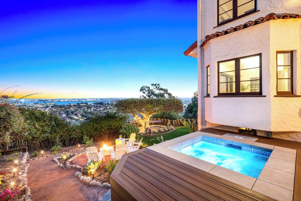 Soak away the stress in your private spa with breathtaking views.
