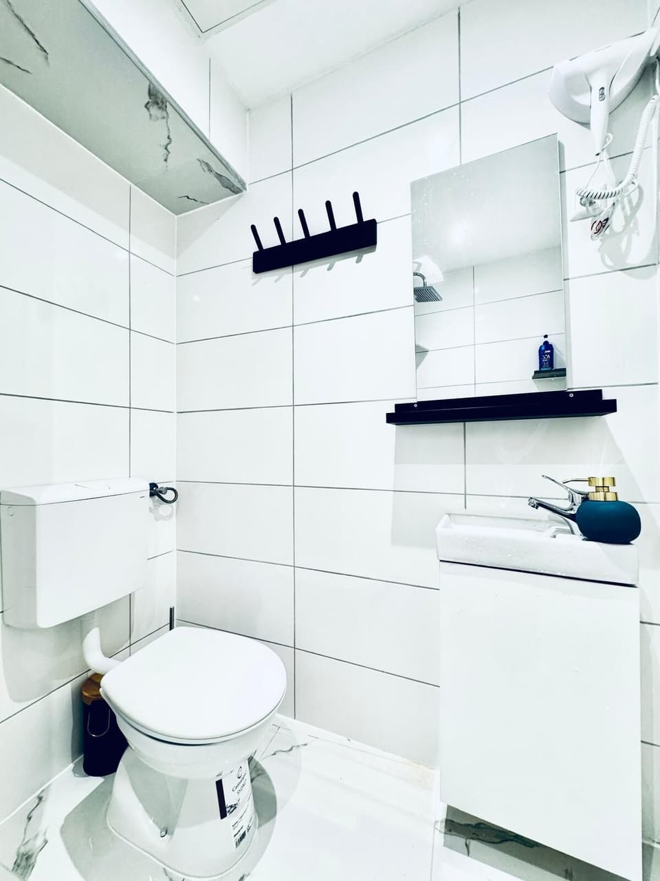 Basic Apartment | Bathroom | Shower, free toiletries, hair dryer, towels