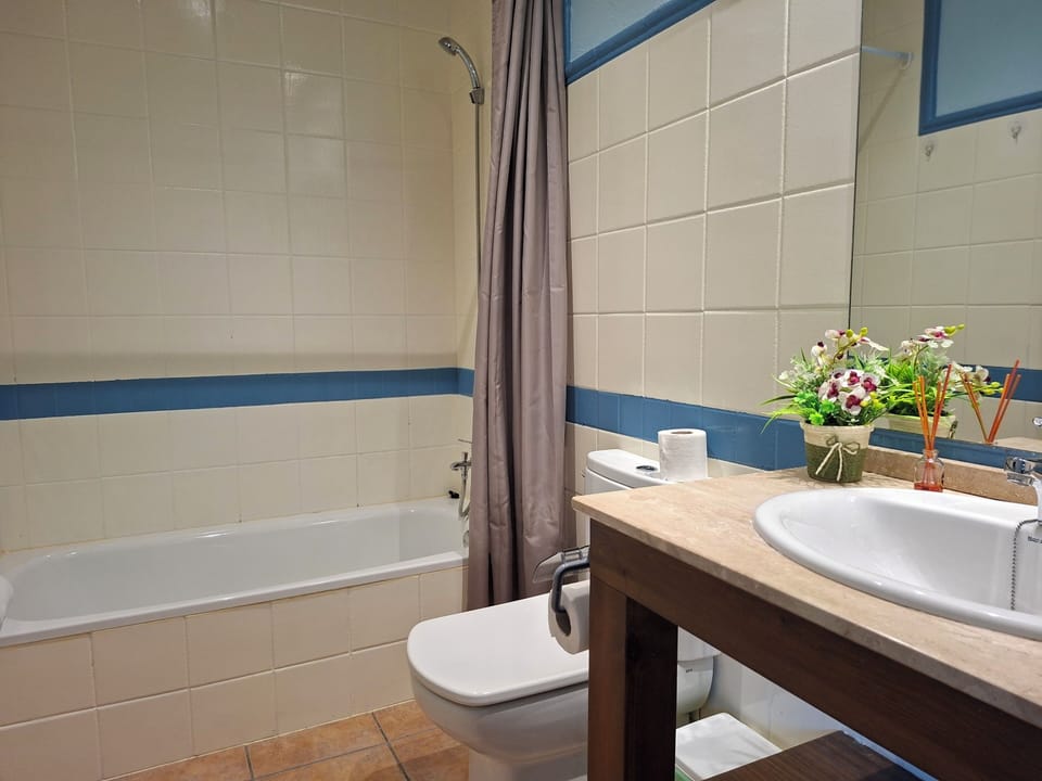 Twin Room | Bathroom | Hair dryer, towels, toilet paper