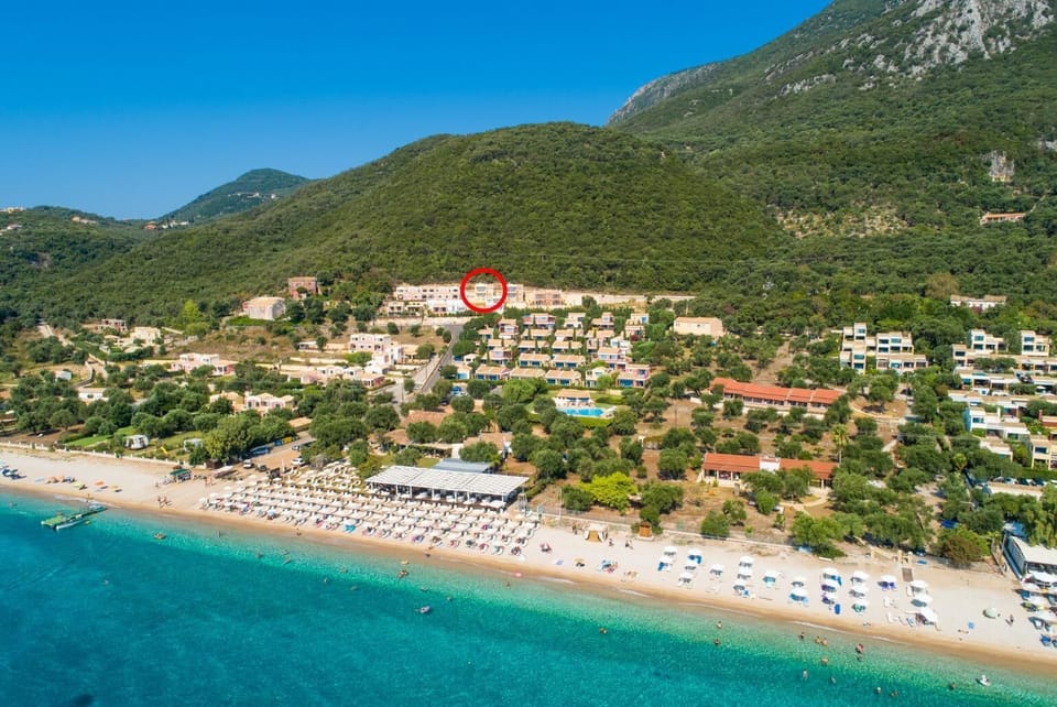 Aerial view showing location of villa