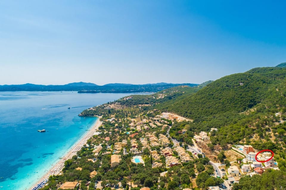 Aerial view showing location of villa