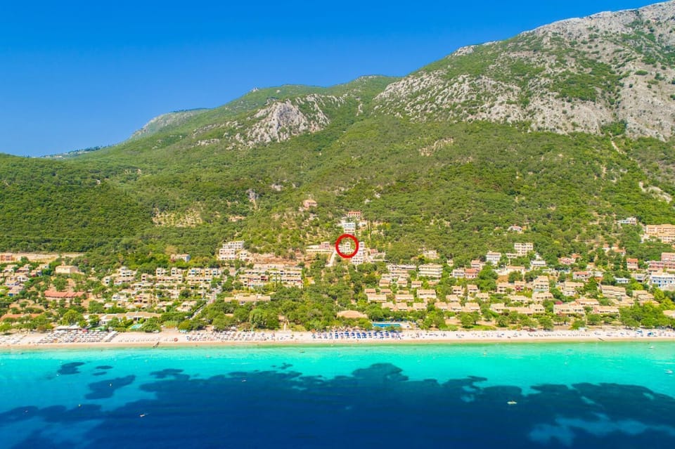 Aerial view showing location of villa
