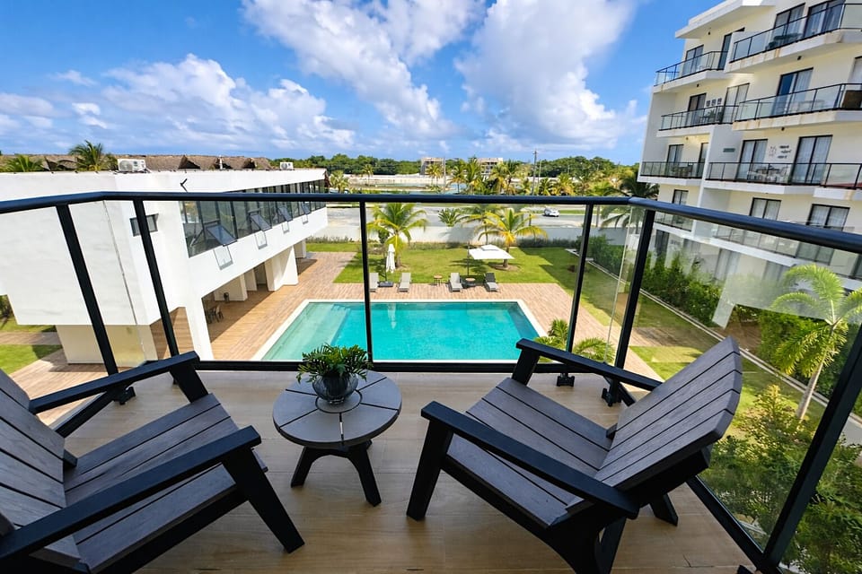 Pool view balcony