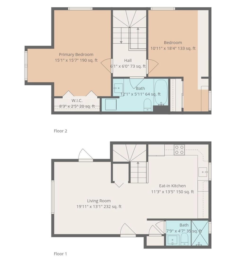 House, 1 King Bed with Sofa bed (Villa Bleu 2) | Floor plan