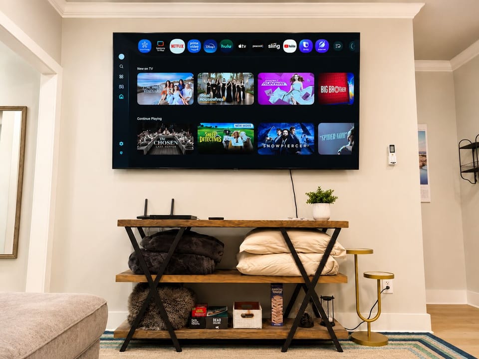 Stream your favorite shows on the Smart TV. Fast WiFi available. 