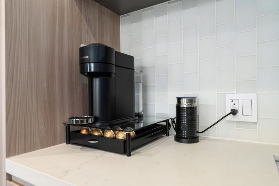 Start your day right with a perfect cup from the coffee station.