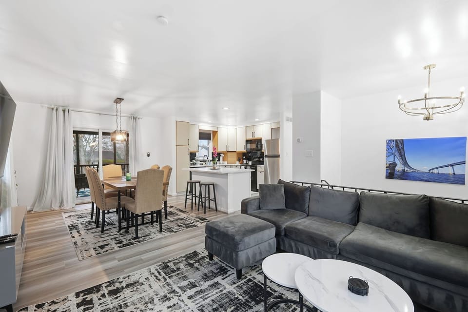 Gather around for games and conversations, soft Sofa-bed and 75" Smart TV