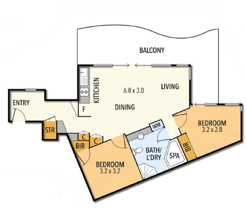 Executive Apartment, 2 Bedrooms, Balcony, Partial Ocean View | Floor plan